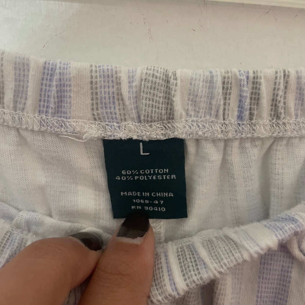 Laura Ashley Pajama Set Women's Size L Striped Button Top Pants Lounge Sleepwear - Picture 9 of 9
